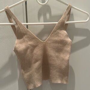 Princess Polly Beige Ribbed Tank Top